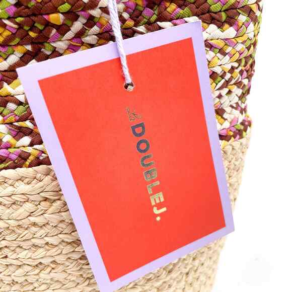 LA DoubleJ Sunbathing Raffia Pouch Woven Straw Bag Brown Tan Sz OS - Picture 10 of 12